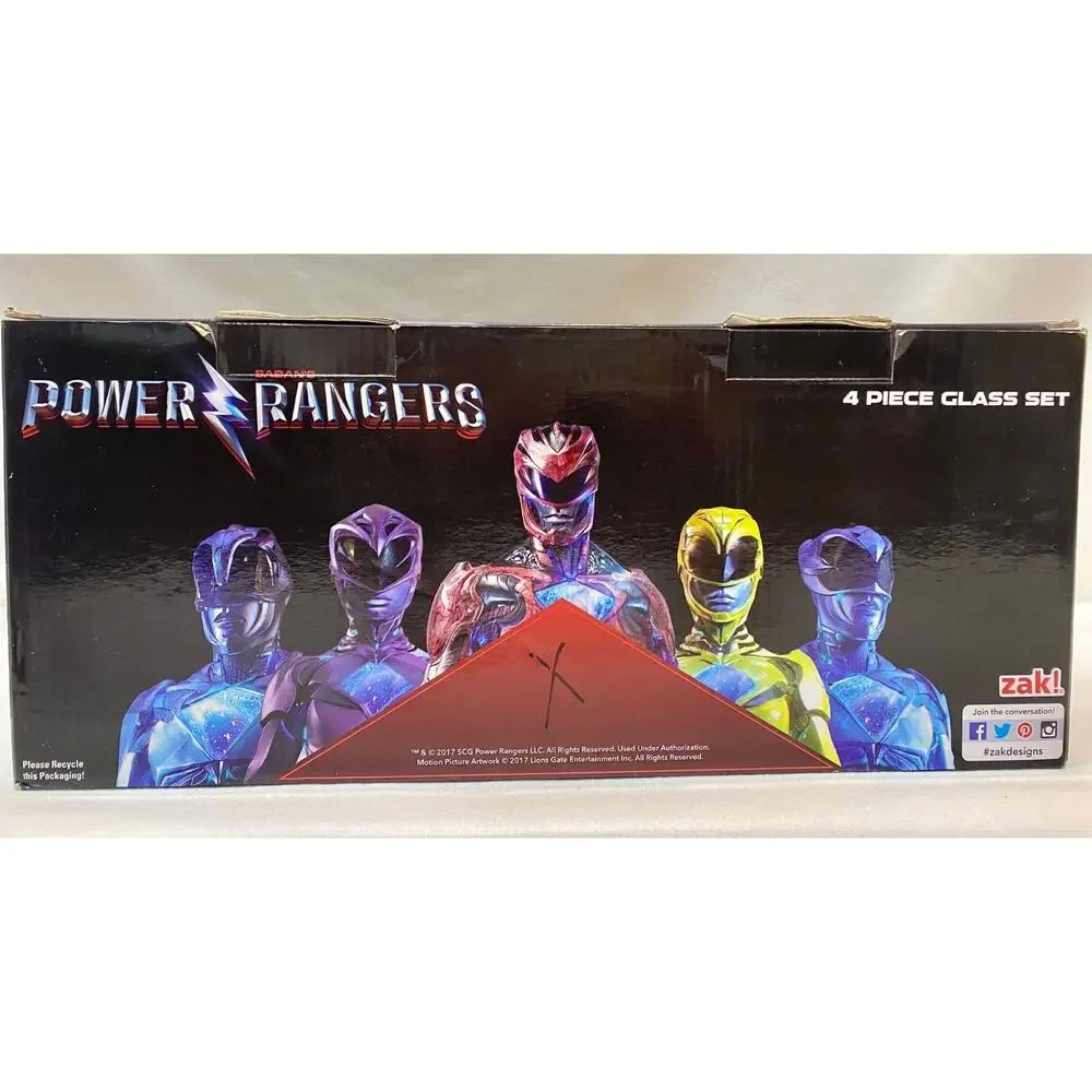 Saban Power Rangers Zak Set of 4 Pint Glasses Glassware Drinkware In Box